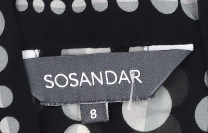 SOSANDAR Women's Black Polka Dot Blouse Size 8