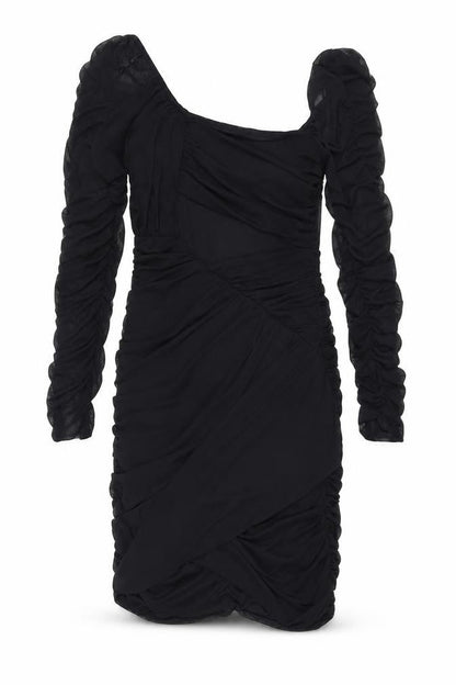 Zara Women's Long Sleeve Black Dress, Size 12, Elegant Chiffon