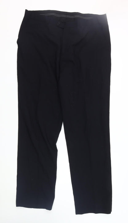 Skopes Men's Black Dress Pants, 40L, Wool Blend, Formal Wear