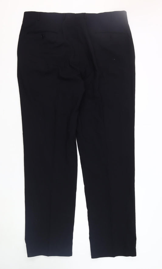 Skopes Men's Black Dress Pants, 40L, Wool Blend, Formal Wear