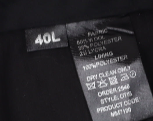 Skopes Men's Black Dress Pants, 40L, Wool Blend, Formal Wear