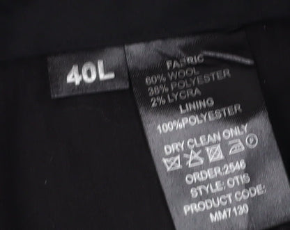 Skopes Men's Black Dress Pants, 40L, Wool Blend, Formal Wear