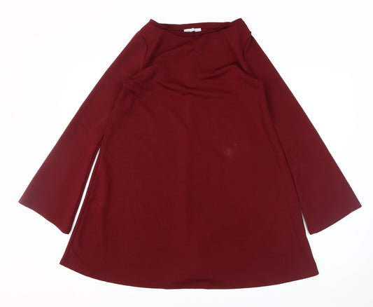 Zara Women's Red Long Sleeve Dress - Size S