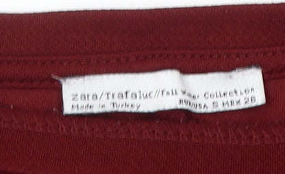 Zara Women's Red Long Sleeve Dress - Size S