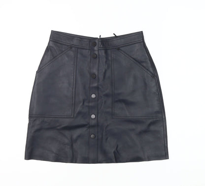 Marks and Spencer Women's Black Leather Skirt Size 6