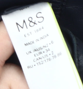 Marks and Spencer Women's Black Leather Skirt Size 6