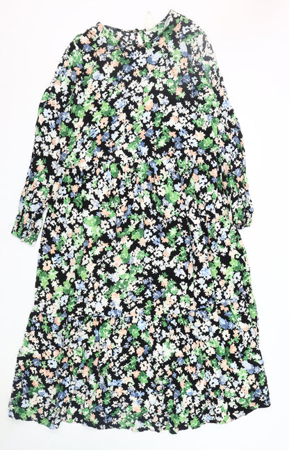 H&M Women's Multicoloured Floral Long Sleeve Dress