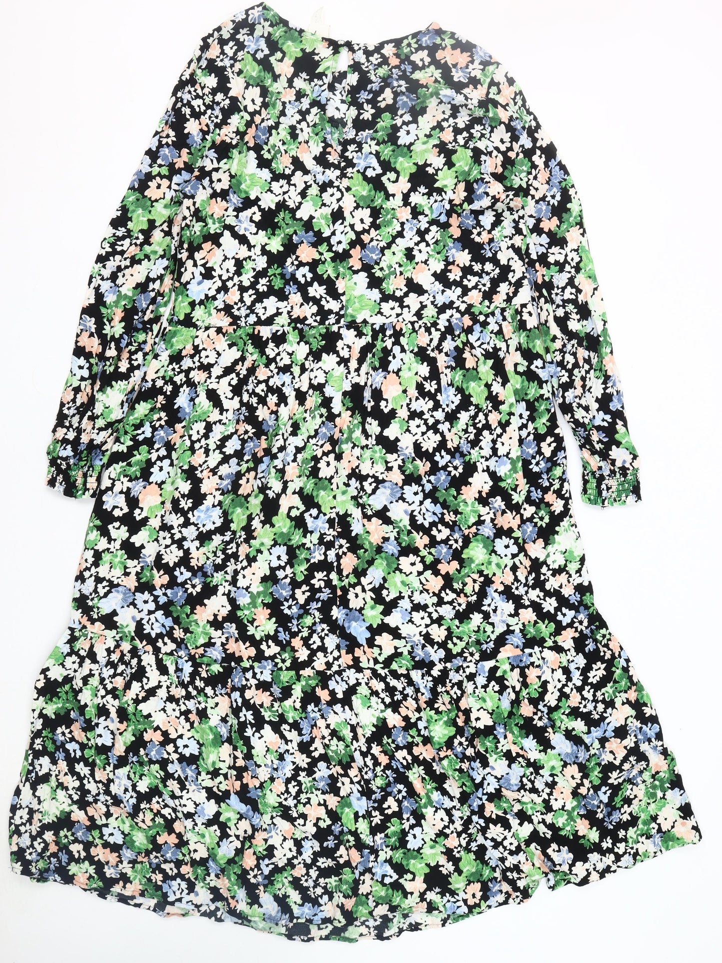H&M Women's Multicoloured Floral Long Sleeve Dress