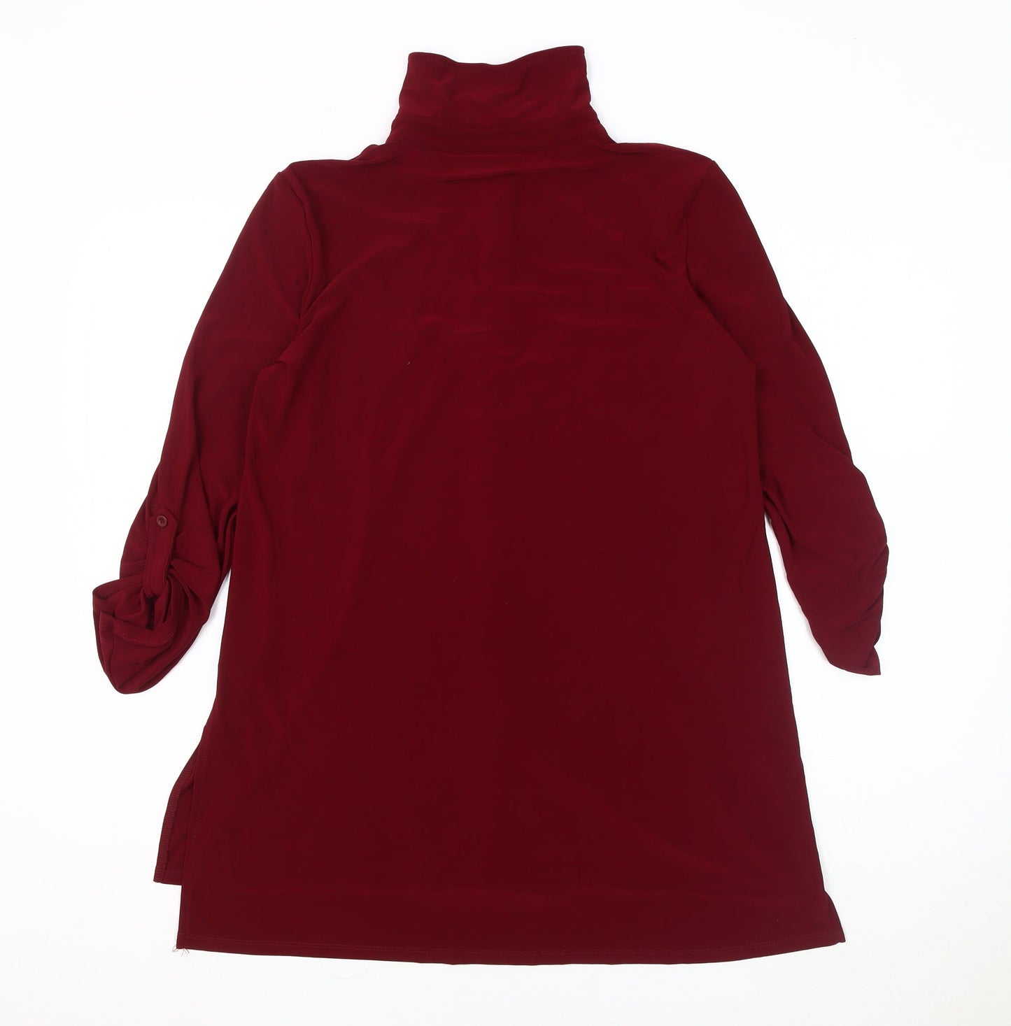 Womens UK Size L Nina Leonard Red Tunic Button-Up
