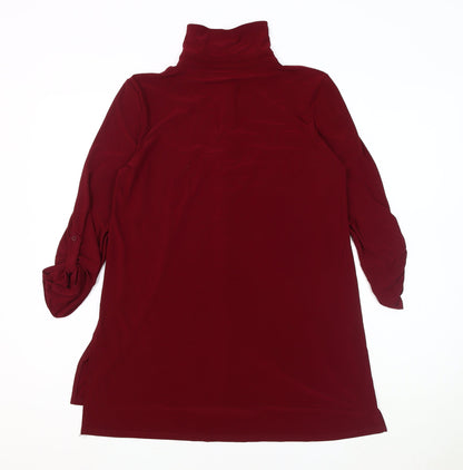 Womens UK Size L Nina Leonard Red Tunic Button-Up