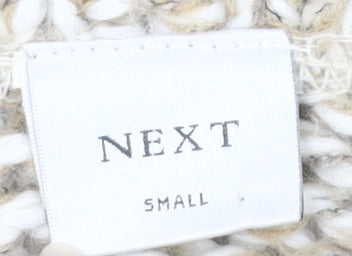 Next Men Beige S High Neck Cardigan Chunky-Knit