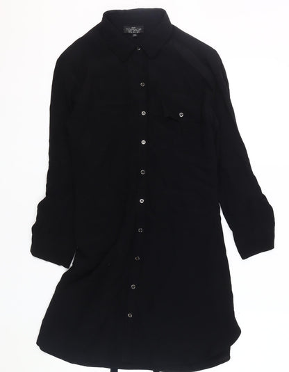 Topshop Petite Black Shirt Dress Size 4 Women