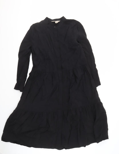 KLEY Women's Black Dress Size 10 Long Sleeve Collared Casual