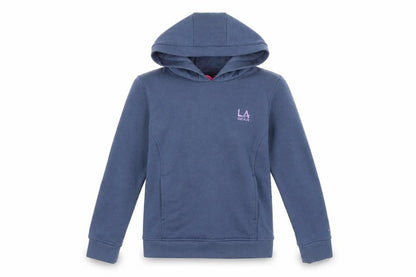 Front view of LA Gear girls’ blue hoodie pullover, 8-9 years, long sleeve