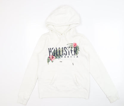Hollister Women's White Floral Hoodie XS