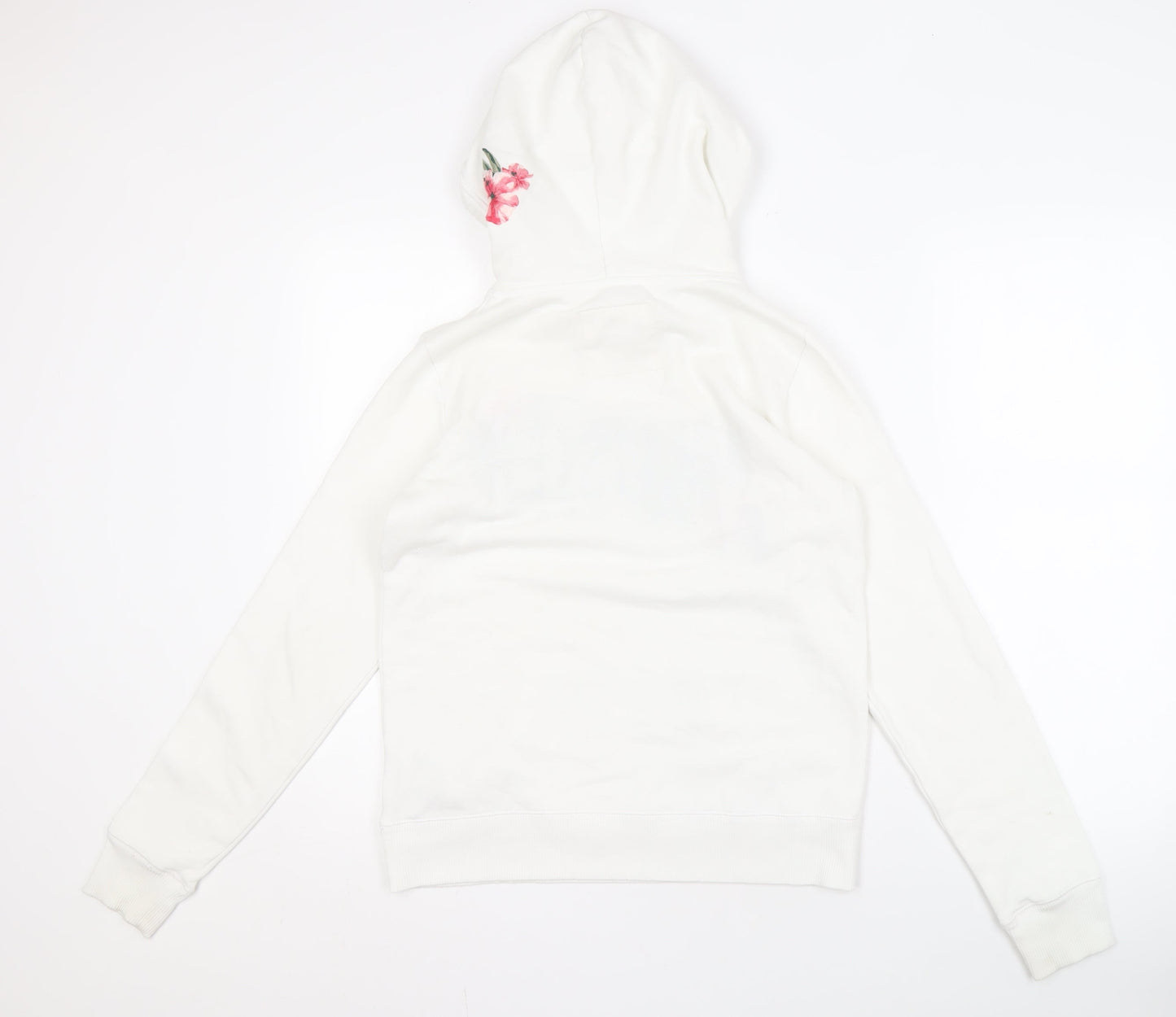 Hollister Women's White Floral Hoodie XS