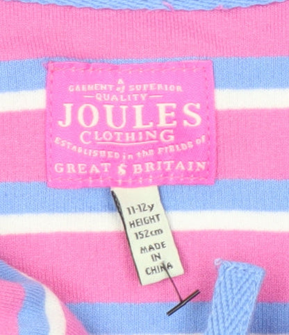 Joules Teens Pink Striped Sweatshirt 152 Zip Casual