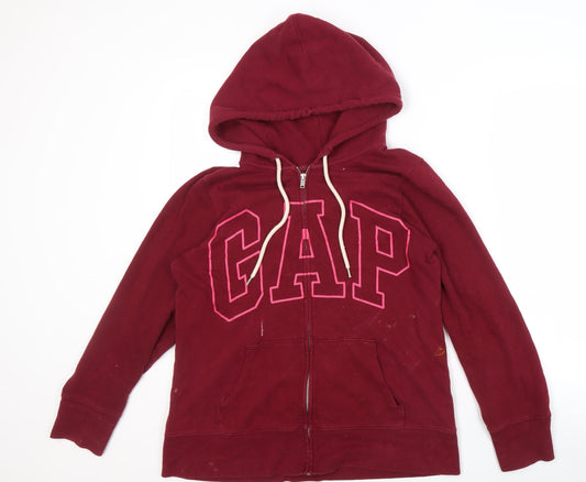 GAP Women's Red Full Zip Logo Hoodie, Size M