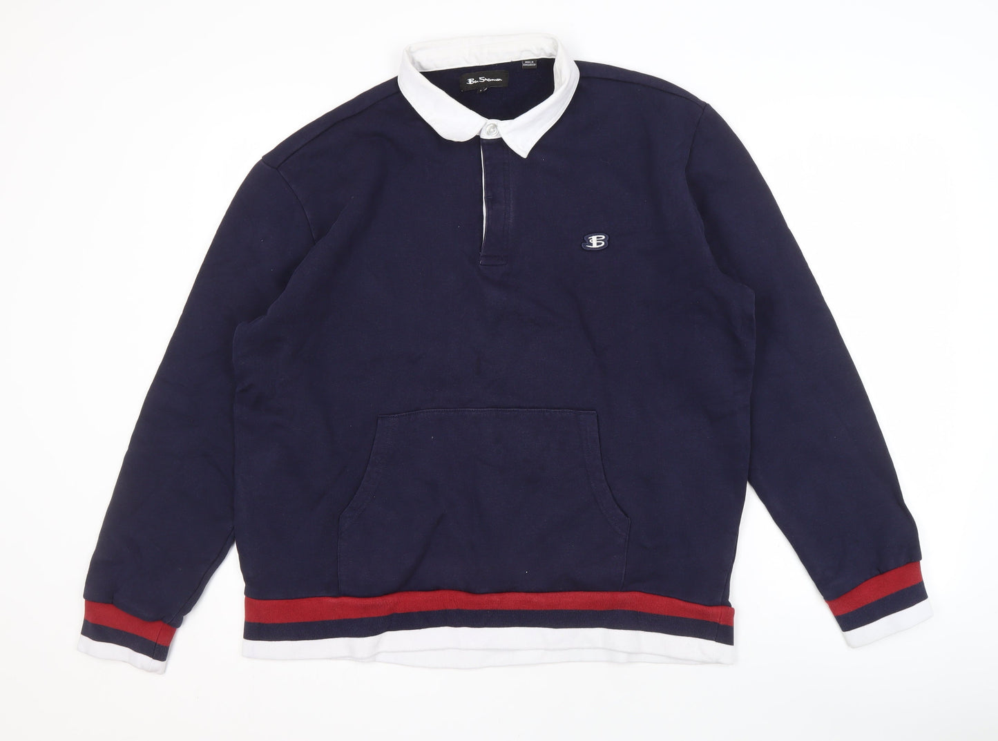 Mens UK Size L Ben Sherman Blue Henley Sweatshirt
