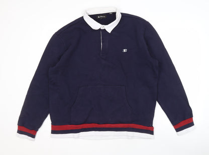 Mens UK Size L Ben Sherman Blue Henley Sweatshirt