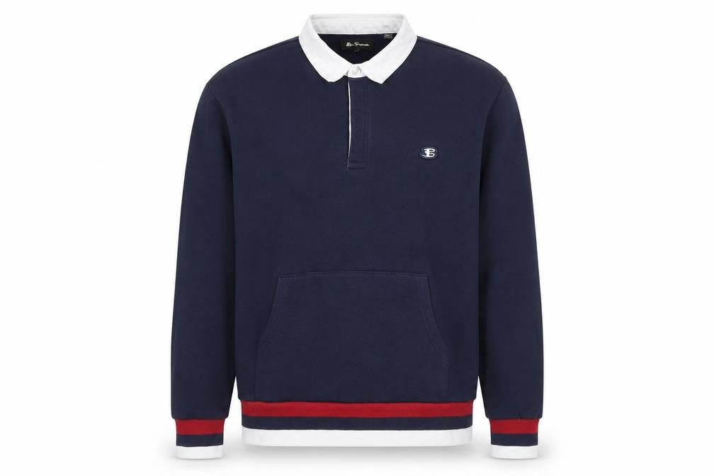 Mens UK Size L Ben Sherman Blue Henley Sweatshirt