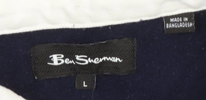 Mens UK Size L Ben Sherman Blue Henley Sweatshirt