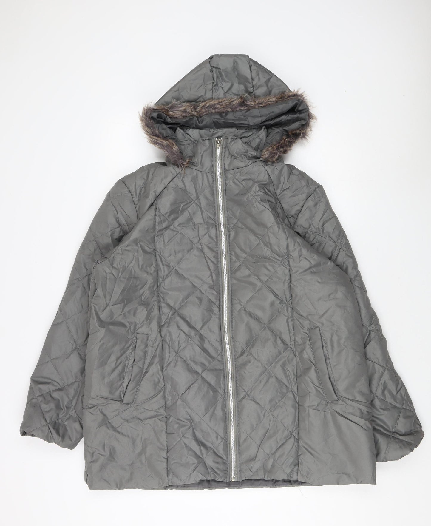 Womens UK Size L Anne De Lancay Grey Quilted Coat