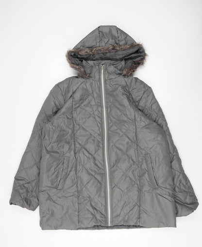 Womens UK Size L Anne De Lancay Grey Quilted Coat