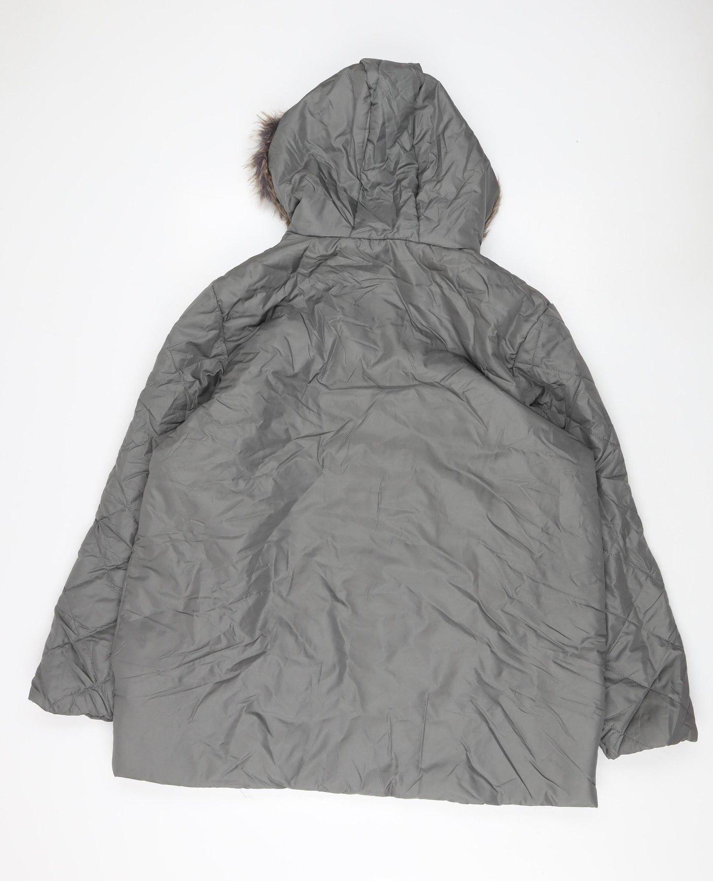 Womens UK Size L Anne De Lancay Grey Quilted Coat