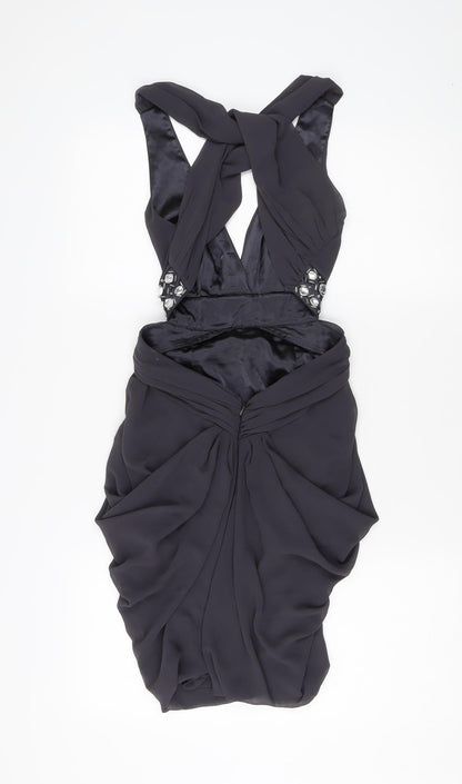 Lipsy Women's Black Halter Bodycon Dress Size 8 Party