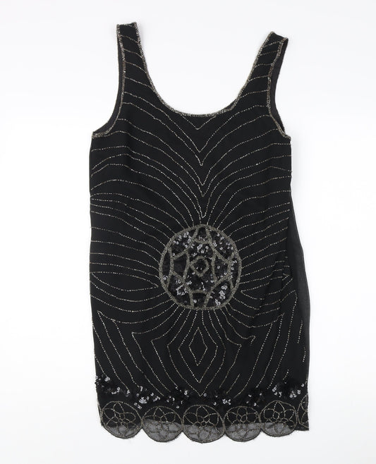 AX Paris Women's Black Sequined Sleeveless Dress Size 14