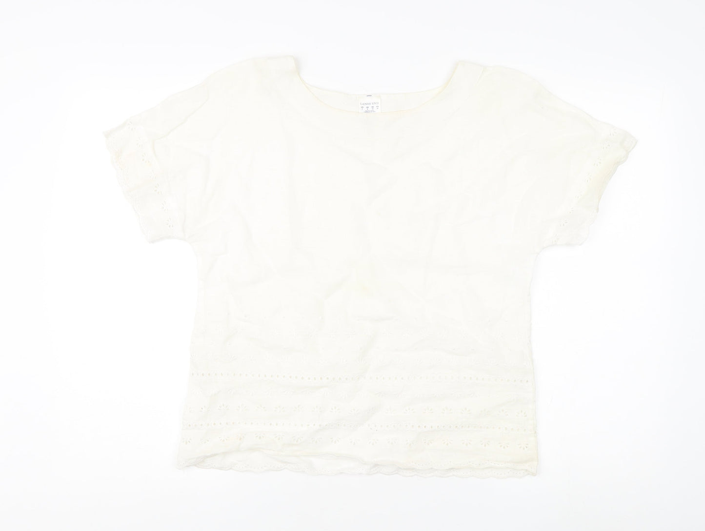 Lands' End Women's Ivory Linen Blouse Size 8