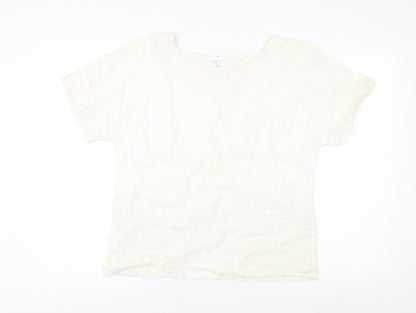 Lands' End Women's Ivory Linen Blouse Size 8