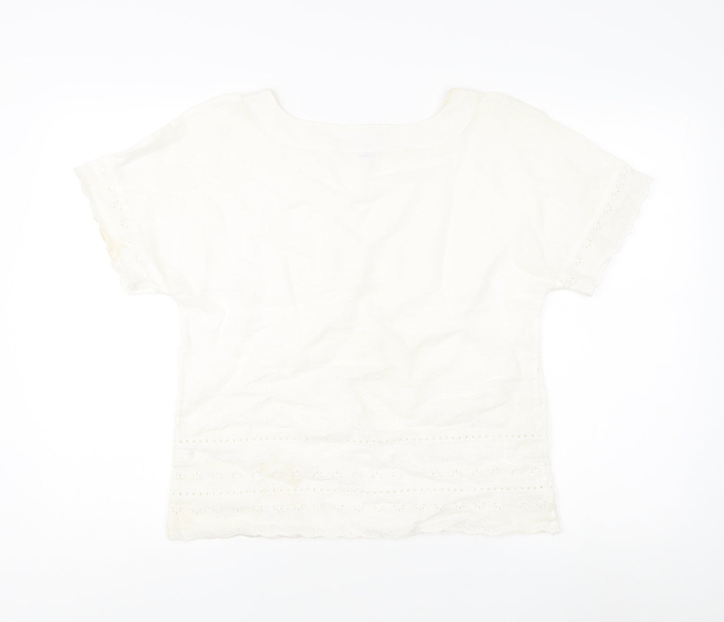 Lands' End Women's Ivory Linen Blouse Size 8