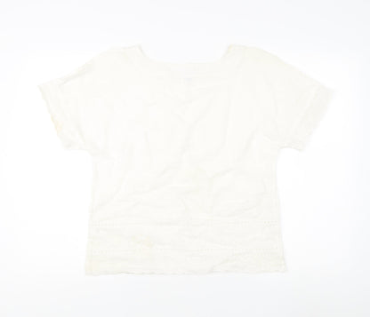 Lands' End Women's Ivory Linen Blouse Size 8