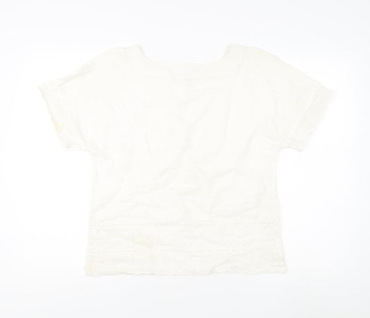 Lands' End Women's Ivory Linen Blouse Size 8