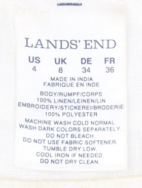 Lands' End Women's Ivory Linen Blouse Size 8