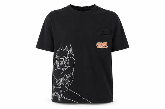 Boys Black Naruto Anime T-Shirt, Size 11 Years, Graphic Print