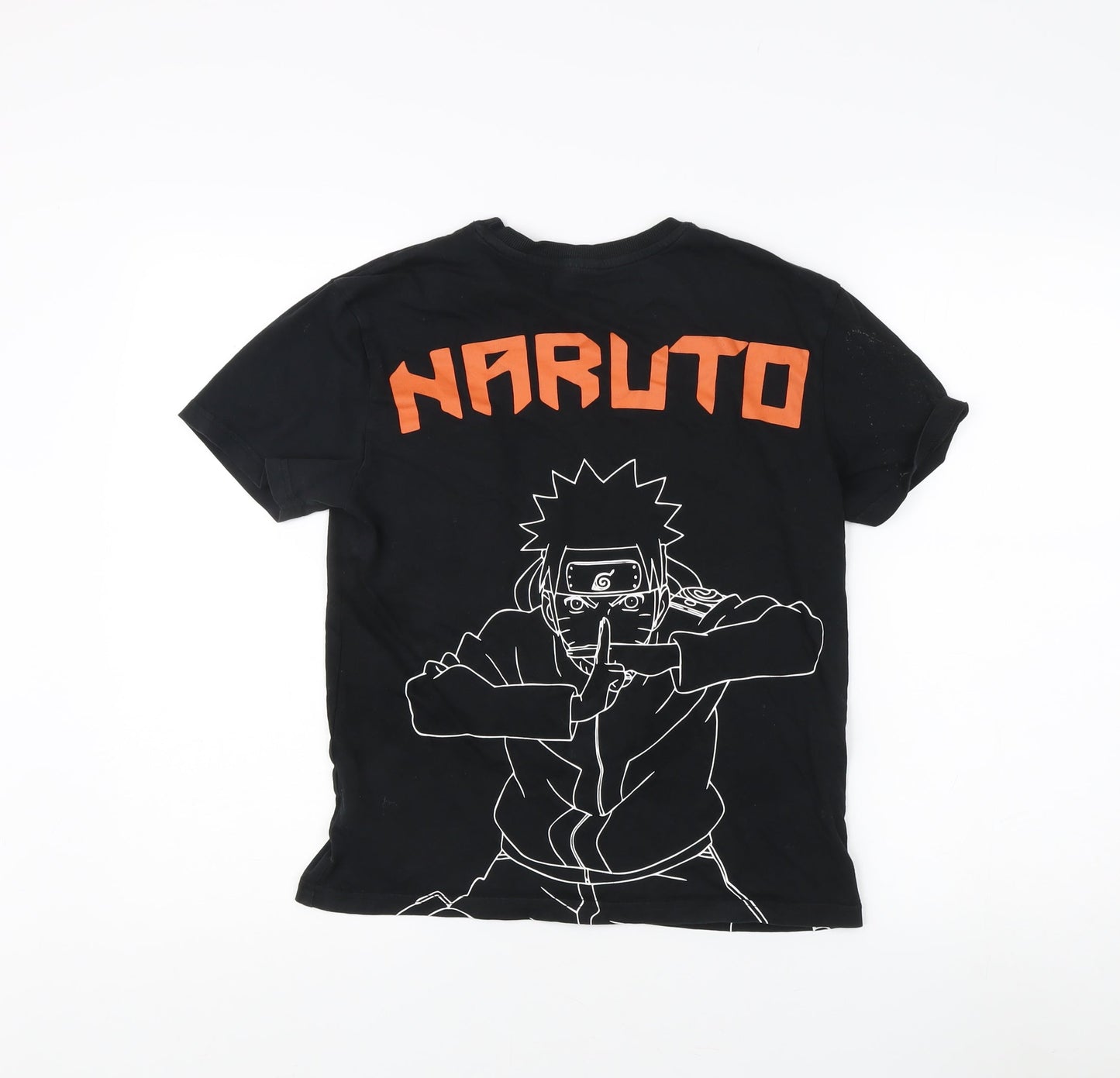 Boys Black Naruto Anime T-Shirt, Size 11 Years, Graphic Print