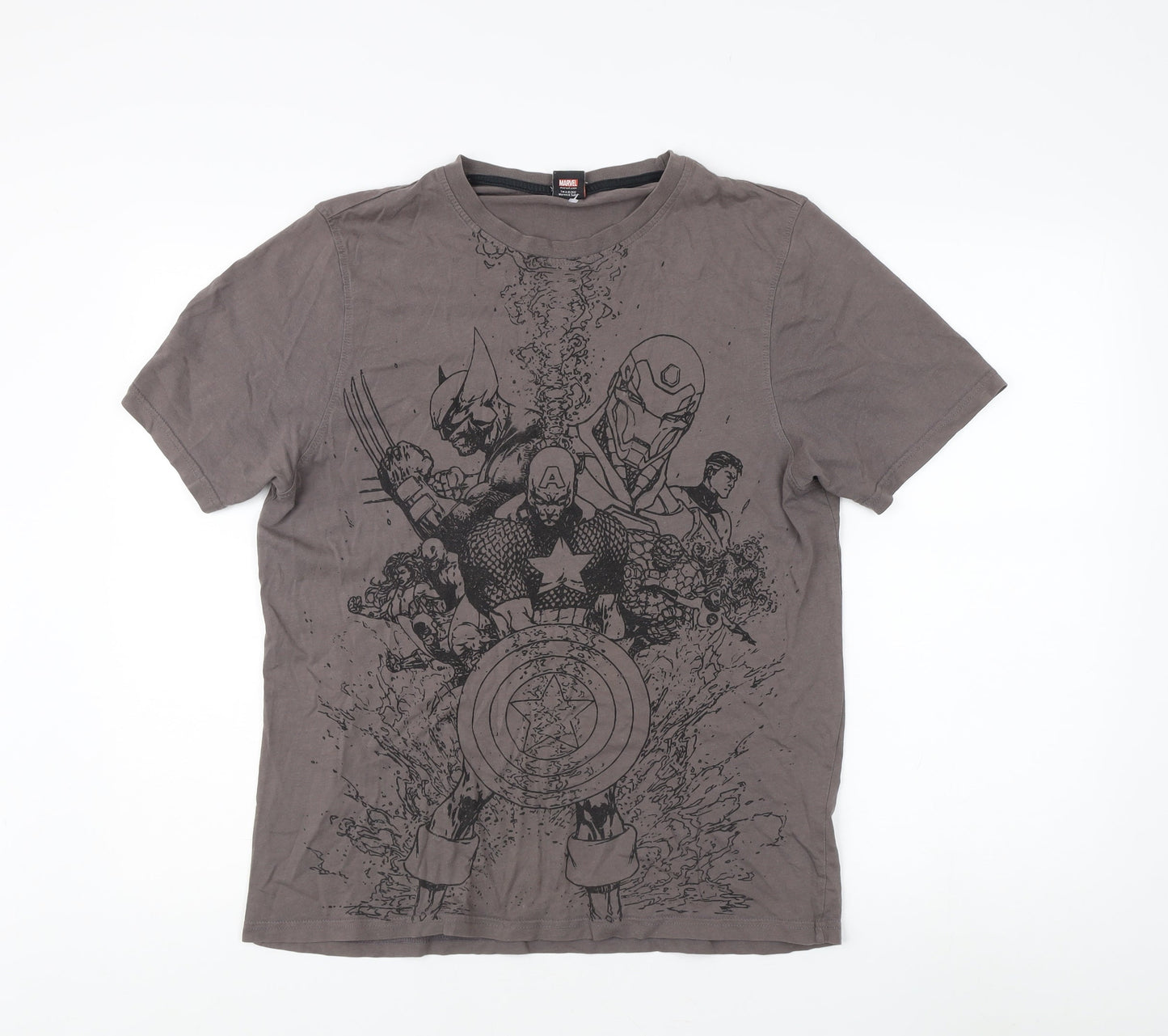 Marvel Men's Grey Graphic T-Shirt, Medium, Comic Style