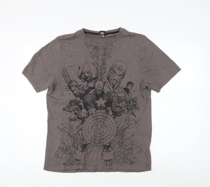 Marvel Men's Grey Graphic T-Shirt, Medium, Comic Style