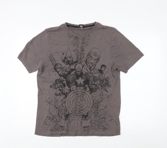 Marvel Men's Grey Graphic T-Shirt, Medium, Comic Style