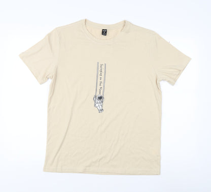 Mindful Men's Beige Graphic Print T-Shirt S
