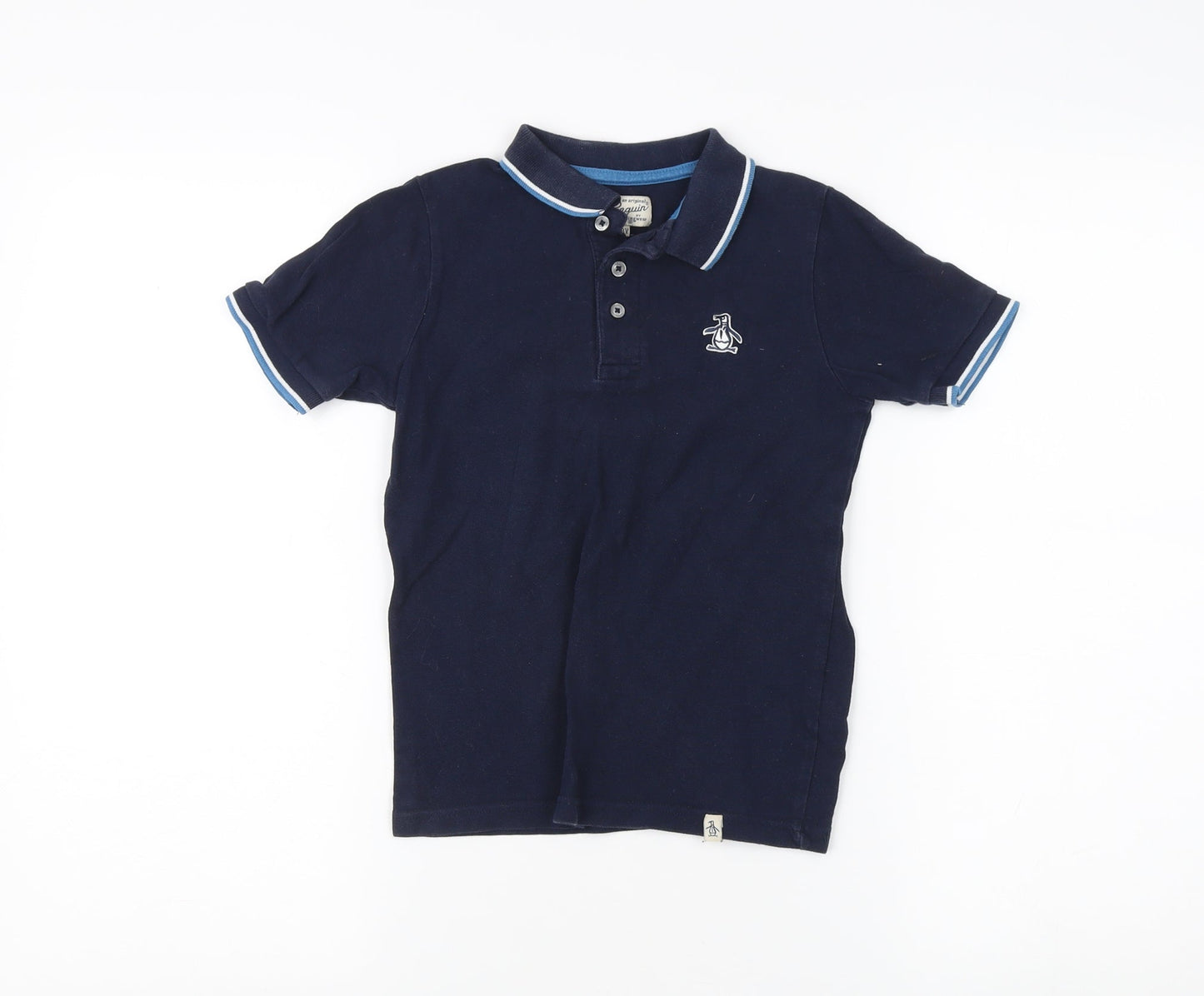 Penguin Boys Blue Polo Shirt, Size 7-8Y, Short Sleeve