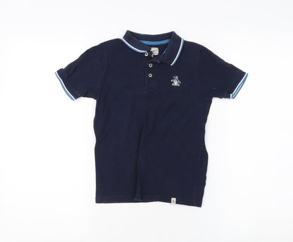Penguin Boys Blue Polo Shirt, Size 7-8Y, Short Sleeve