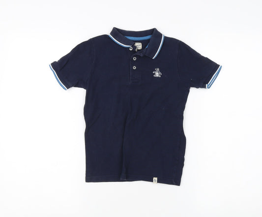 Penguin Boys Blue Polo Shirt, Size 7-8Y, Short Sleeve