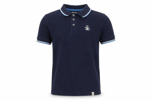 Penguin Boys Blue Polo Shirt, Size 7-8Y, Short Sleeve