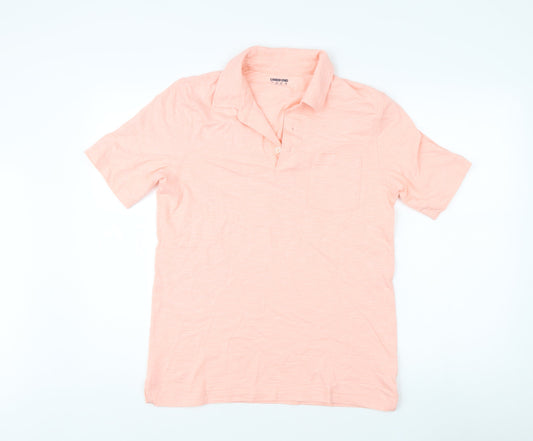 Lands' End Men's Pink S Striped Polo Shirt