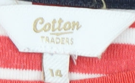 Womens UK Size 14 Cotton Traders Red Basic T-Shirt