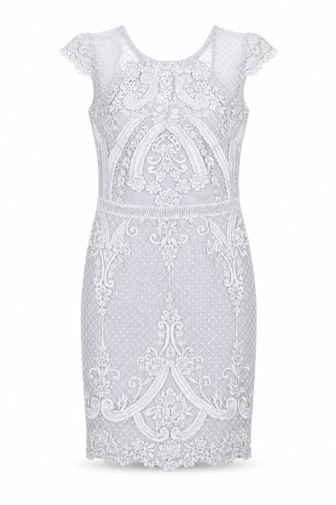 Lipsy Women's Grey Lace Bodycon Dress Size 12